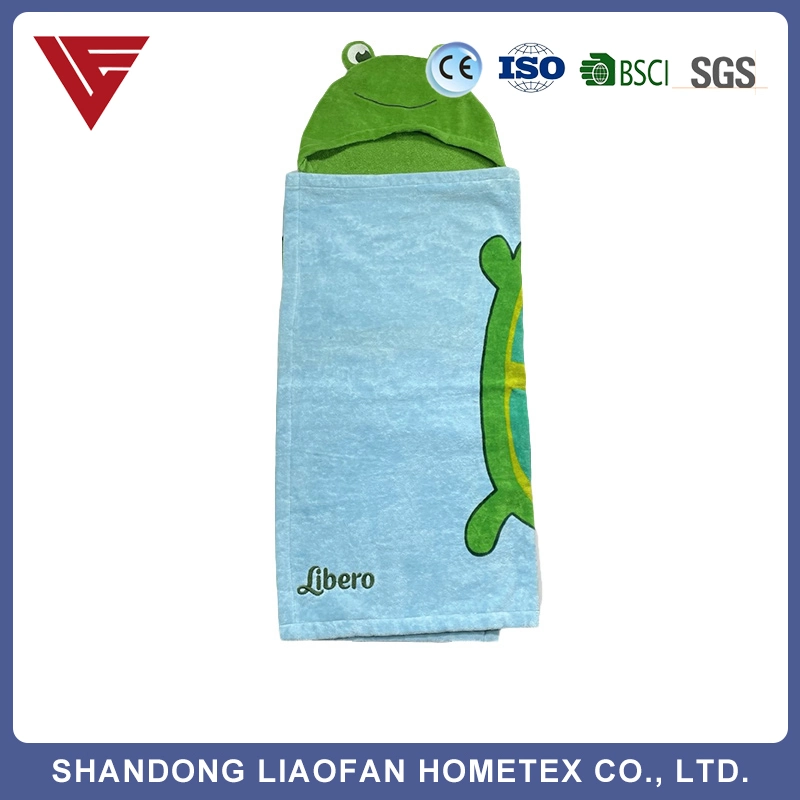 Wholesale/Supplier Custom High quality/High cost performance  Sand Free Surf Swim Quick Dry Cartoon Print Kids Beach Hooded Poncho Towel