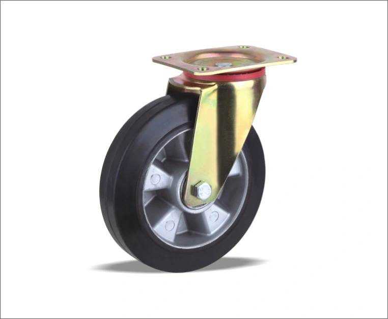 Low Rolling Resistance Swivel Caster with Elastic Rubber Wheel