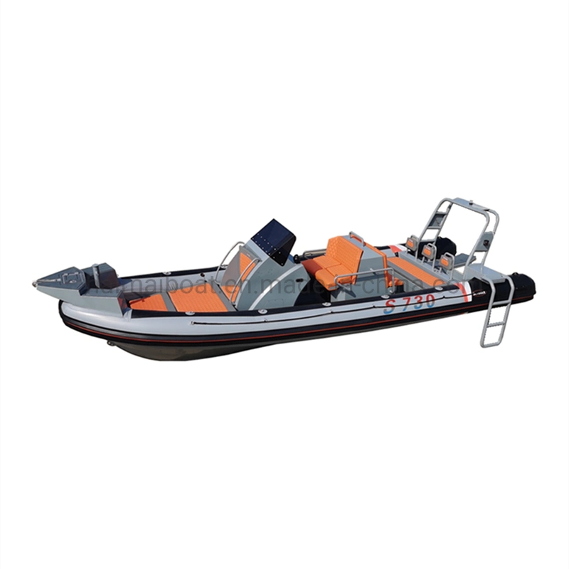 China Best Seller 24FT Recreational Rib Boat Aluminum Rigid Boat Orca Hypalon Inflatable Boat Rowing Boat Panga Boat Fishery Boat