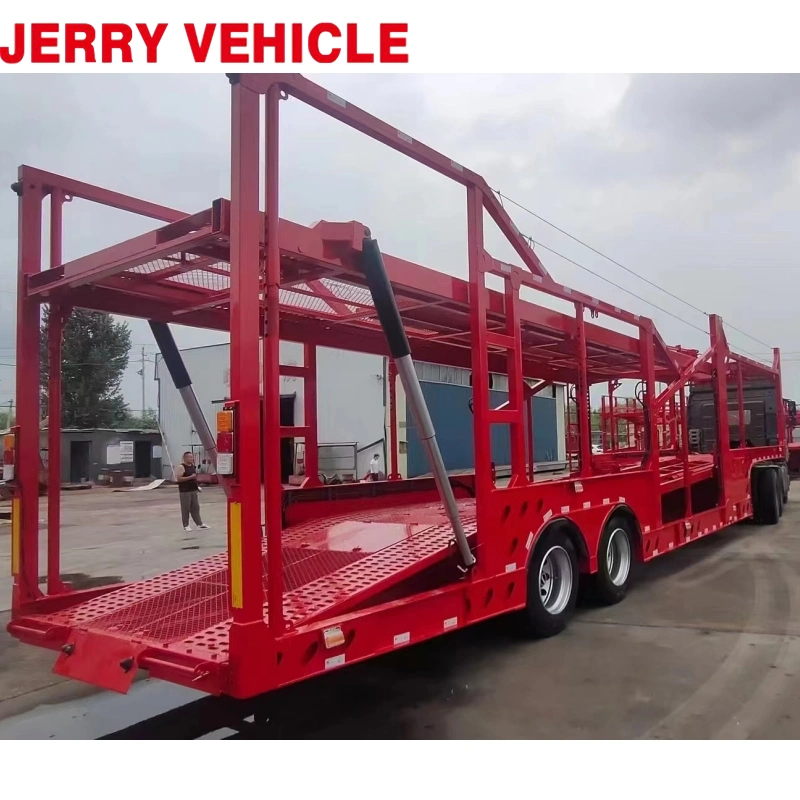 2/3/4 Axles Transport Tractor Hydraulic Lifting Towing Double Deck Car Carrier Trailer