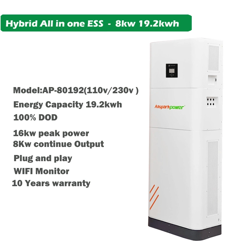 طاقة Allsparkwh 8 kwh 10 kwh 12 kwh من الشبكة والطاقة المتكاملة Hybird التخزين مع المحول والبطاريات العاملة بالطاقة الشمسية