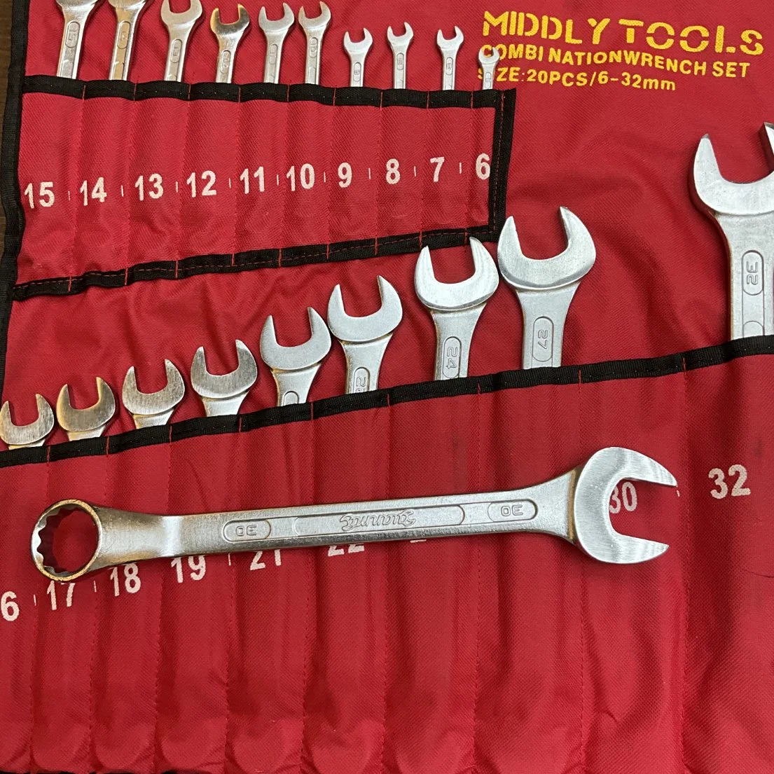 Middly Roll-up Pouch Wrench Set, Spanner Set, Metric Wrench Set, Canvas Bag