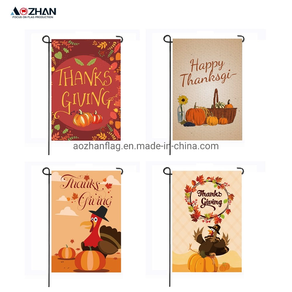 Decoraciones del Festival Halloween Courtyard Sublimation Double Sided Thanksgiving Garden Flags