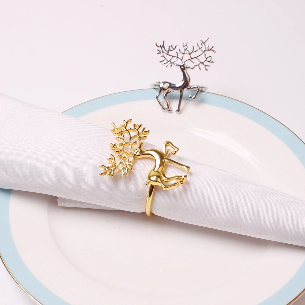 Christmas Reindeer Design Gold and Silver Plated Napkin Ring