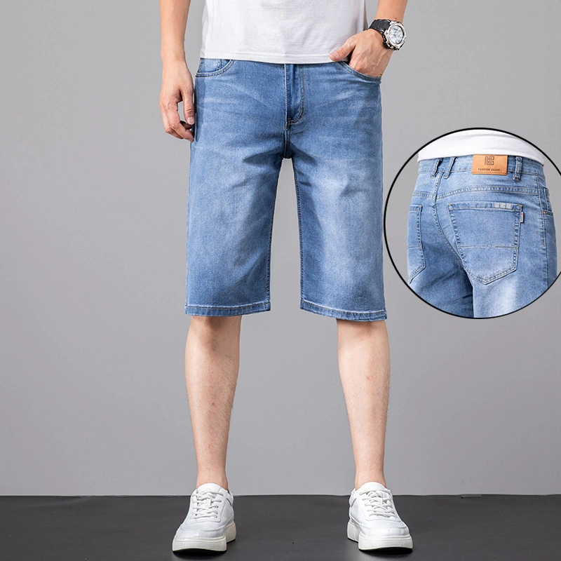 OEM denim shorts Hombre de estrecha franja de cinco puntos de los hombres pantalones cortos