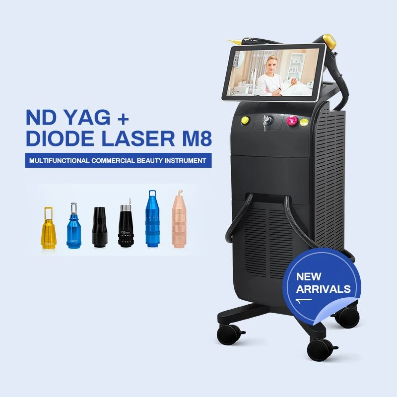 Remoção de tatuagens ND YAG e depilação Diodo Laser Beleza Máquina profissional 2 em 1