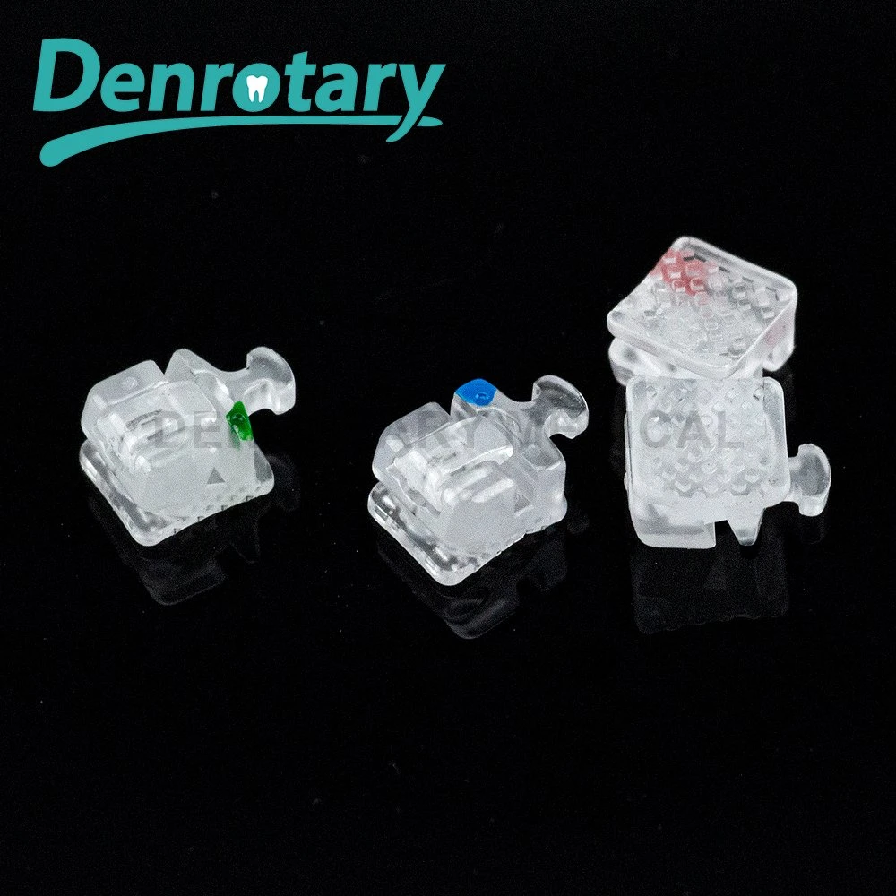 Hot! Dental Consumables Orthodontic Dental Ceramic Brackets Aethetics Roth Slide 022 Ortho Mesh Base Creamic Brackets for Dentist