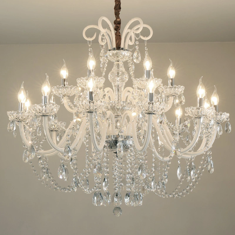 La araña de estilo romántico Salón lámpara colgante de cristal grande