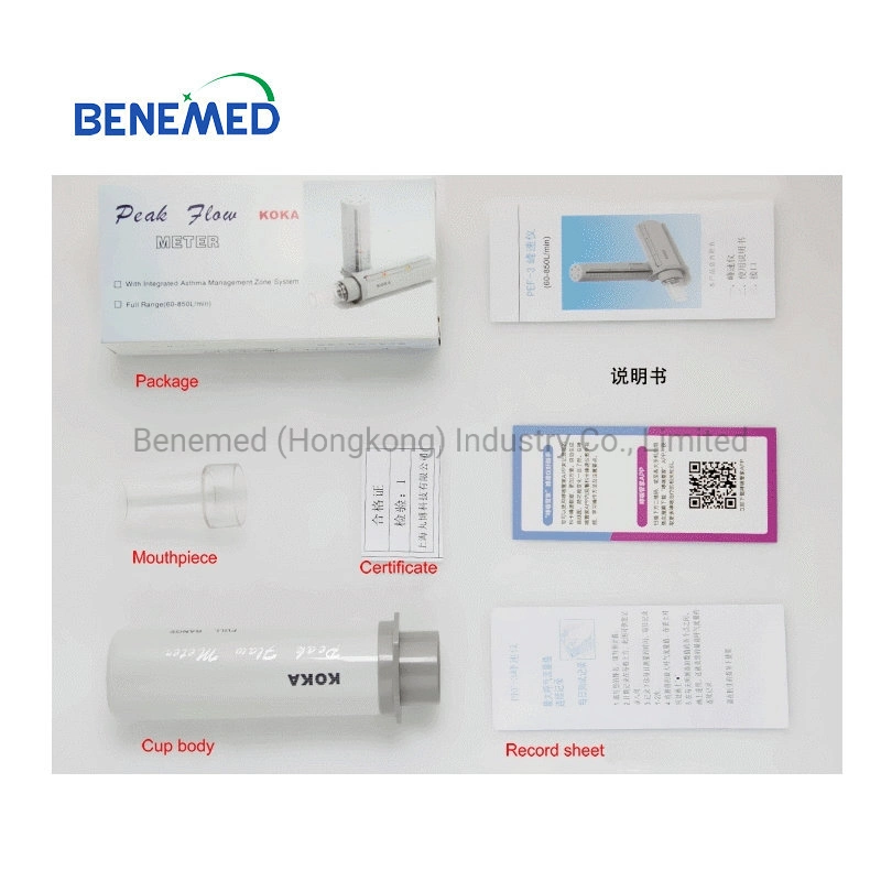 Medicina portátil Peak Flow Meter de plástico para uso hospitalar