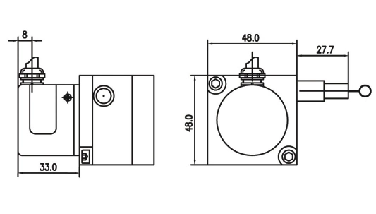 Adk15 attirer l'encodeur de fil 30*30mm moyeu intérieur 0-50040/50mm la course de mesure mm