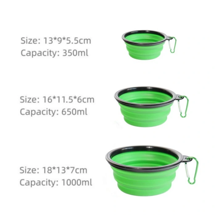 Portable Silicone Pet Food Bowl with Carabiner