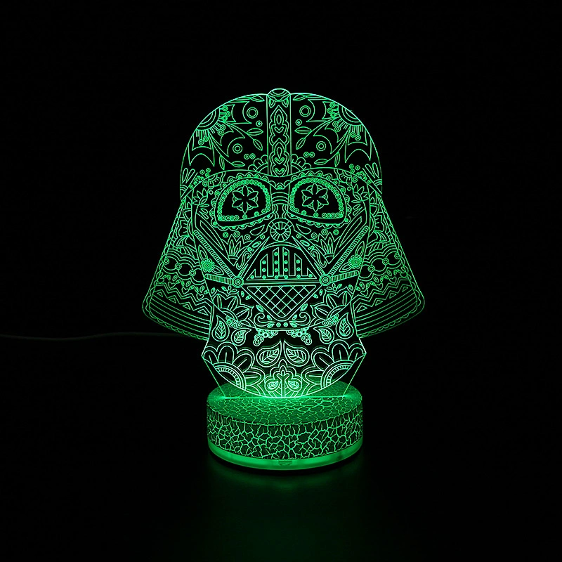 Bricolaje fotográfico personalizado en 3D Creative ilusión niños Anime Star Wars Guerrero Negro de la base de la Mesa de acrílico LED USB de escritorio de la luz de la noche de Navidad