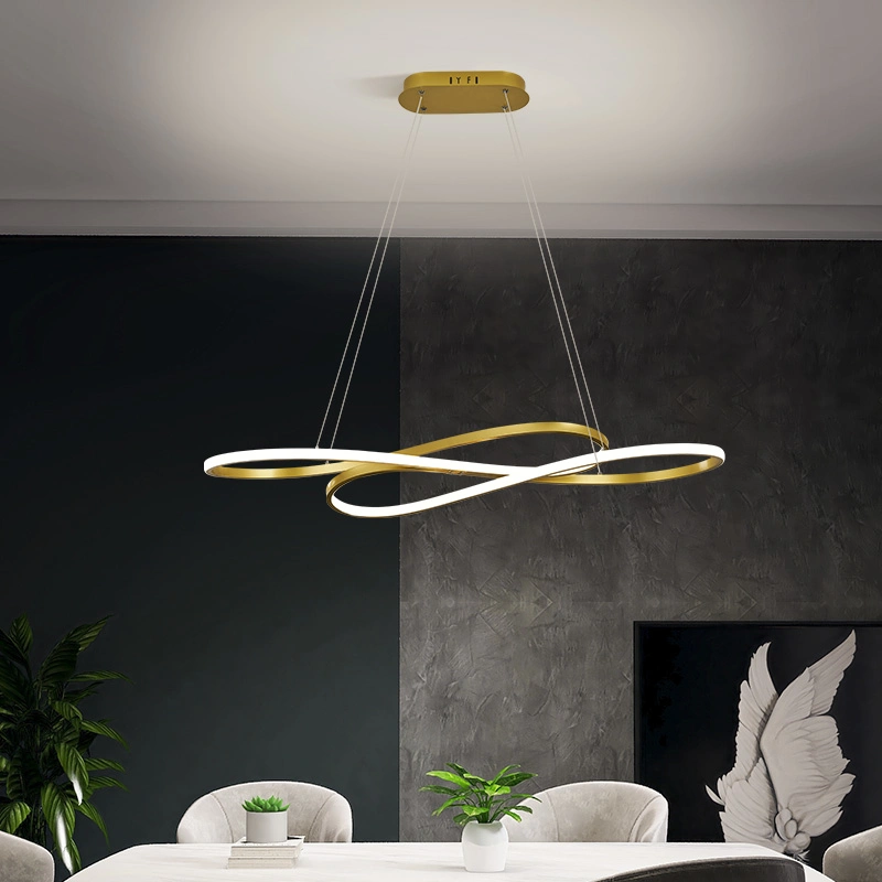 Modern Irregular LED Chandelier Light Aluminum Acrylic Ceiling Hanging Lamp Dining Room Pendant Restaurant Suspension Light