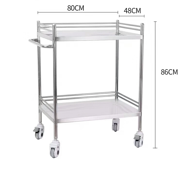 Carrinho para instrumentos em aço inoxidável móvel para medicina do hospital
