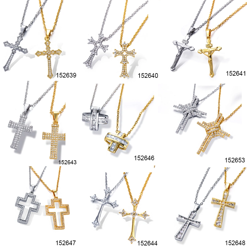 18K vergoldete Halskette mit Diamanten Zirkon Iced Out Kreuz Halskette mit Anhänger für Damen/Herren/Unisex