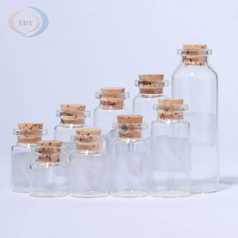 Custom Small Vials Transparent Glass Cork Bottle Jar Test Tube with Cork Top