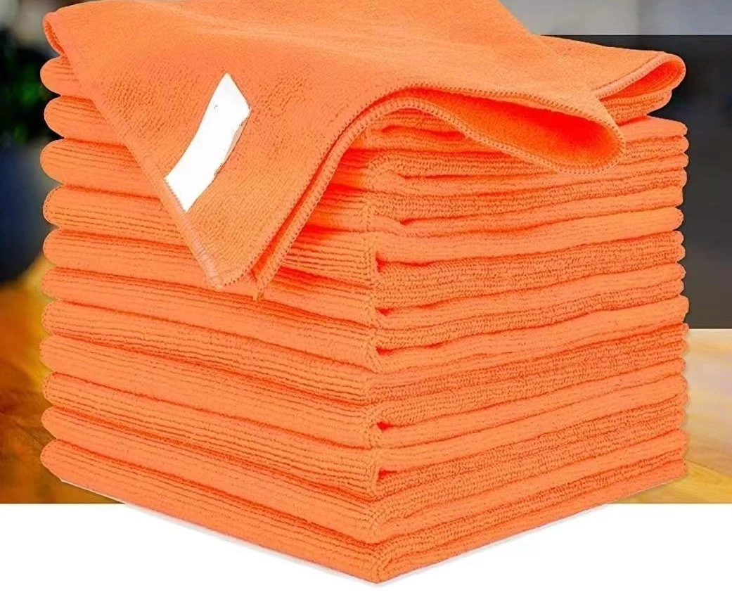 200gsm 30*30cm Orange tissu microfibre Chiffon de nettoyage pour lavage de voiture de serviettes de cuisine