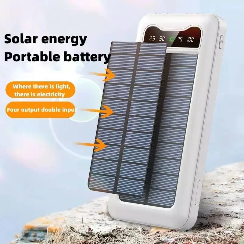 Dual USB 20000mAh Waterproof Wireless Power Bank Solar Mobile Phone Charger