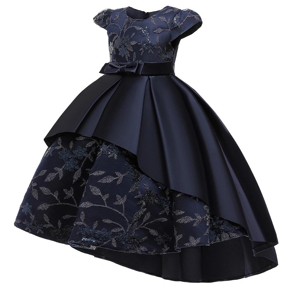 Fashion Clothing Sequins Flower Girl Dress Bow Children Wear