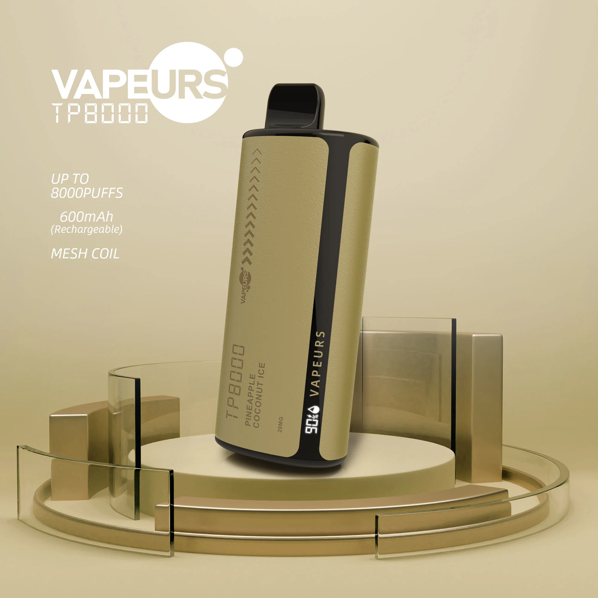 VAPE VAPE desechable VAPE lápiz Vapeurs 8000 Puff Digital Mostrar 2% 5% fumar nicotina VAPE E Cigarette