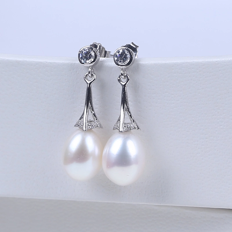 925 Silver Earring Hook and Freshwater Pearl Drop Shape Bead