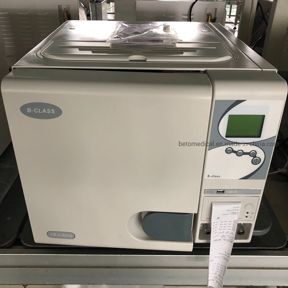 Dental Autoclave Class B Table Top Steam Sterilizer with LCD Display and Built in Printer