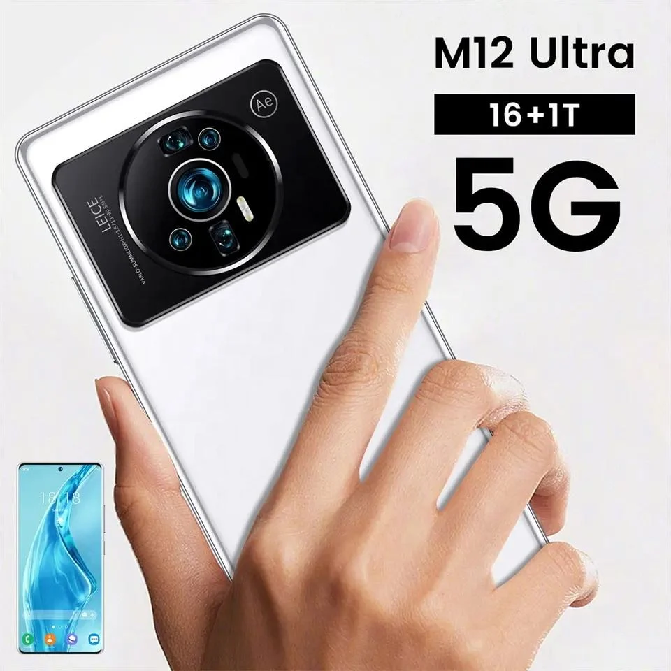 Teléfono móvil de bajo precio M12 Ultra Original 16GB+1tb 7.3 pulgadas Teléfono inteligente Smart Phones Android 12 Dual SIM Touch