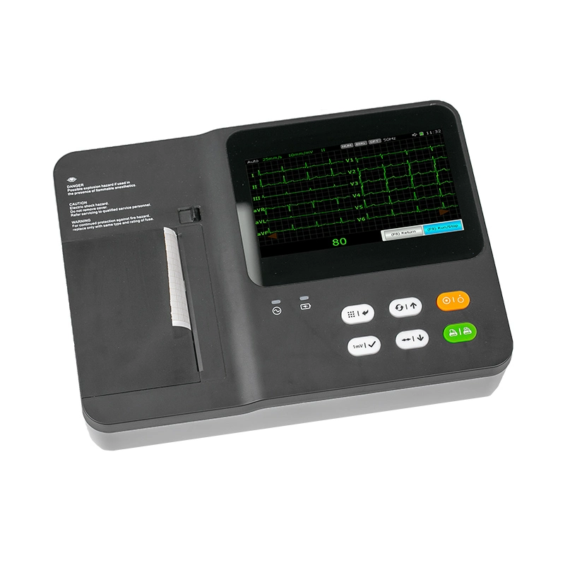 Medical Machine ECG à 6 canaux de 7 pouces à écran LCD TFT couleur portable 12 dérivations l'électrocardiographie