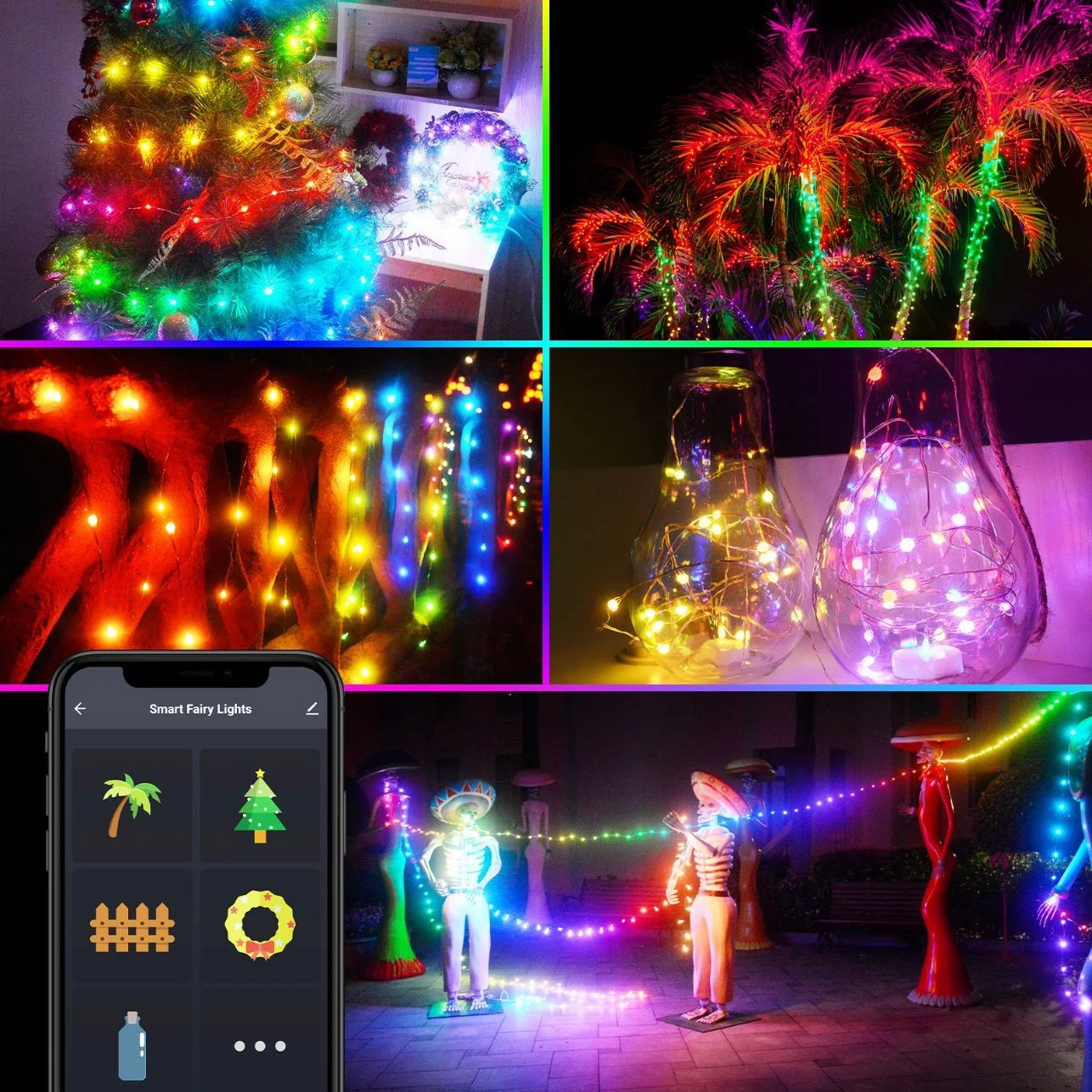 10m Fairy Lights Smart Christmas Tree USB Customized Flash Outdoor Holiday Lighting LED Light Wedding Decoration RGB LED String Light