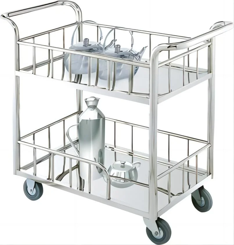 Stainless Steel Double-Deck Service Trolley for Hotel Restaurant Hospital Fw-66A