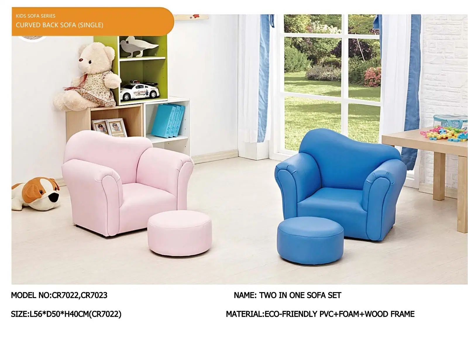 Children Furniture Kids Sofa, Living Room Baby Sofa, Leather Sofa, Day Care Center Sofa, Reading Area Kindergarten Single Sofa,