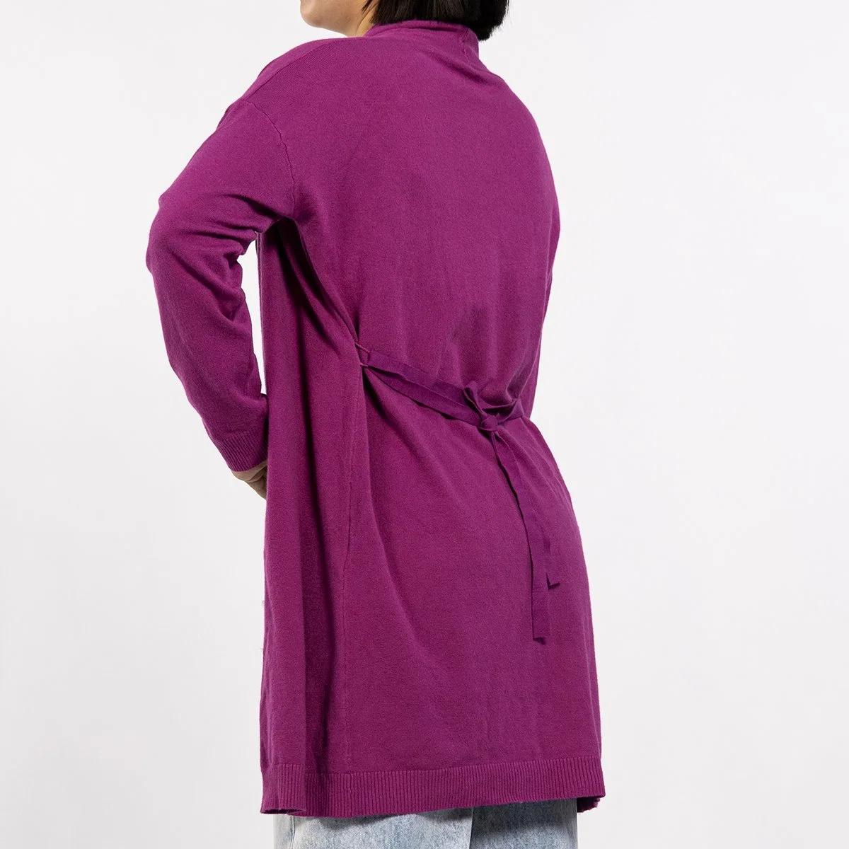 Roxo desde meados de Manga Longa Suéter Casual Cardigan leves para as mulheres