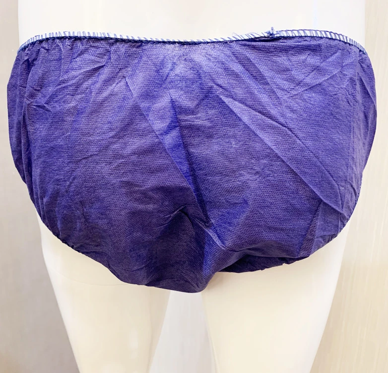 Unisex Dark Blue Triangle Shape Disposable Underpants Ventilate Soft Non-Woven PP Underwear