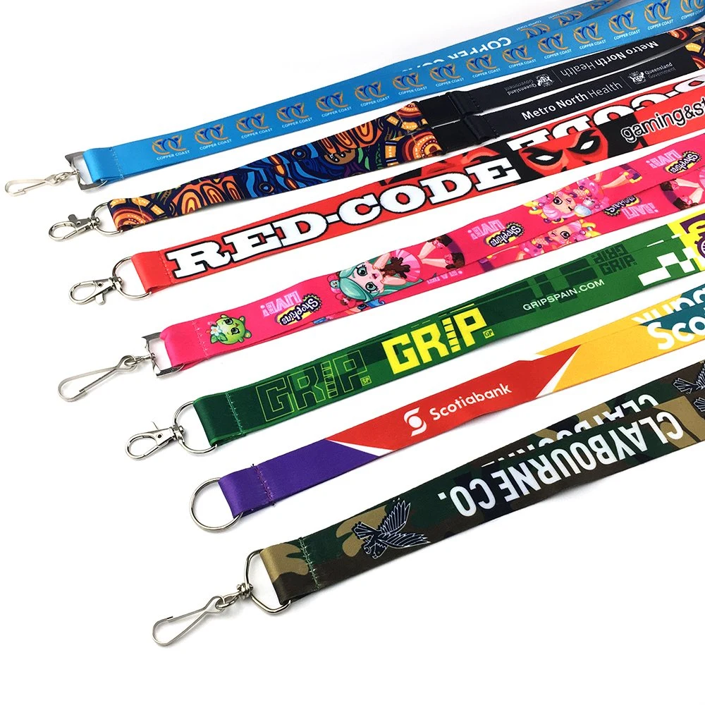 Lanyard de poliéster para el cuello con logotipo personalizado de alta calidad impreso a granel para regalo promocional