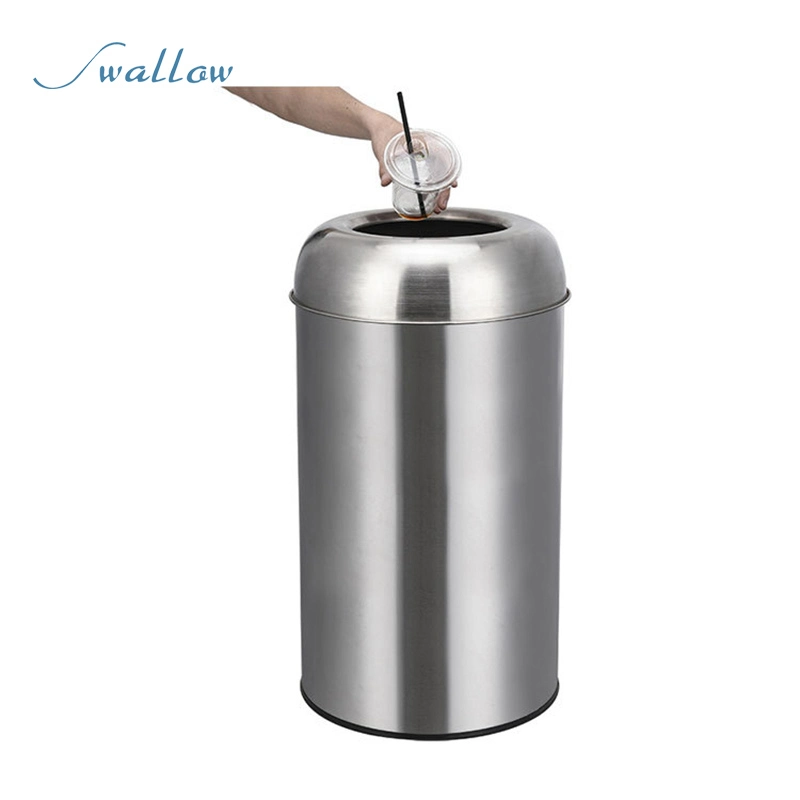 Shopping Mall Round Stainless Steel Trash Can Wholesale/Supplier Hong Kong-Style Peel Box Outdoor Trash Can Hotel Lobby Rieger Bucket