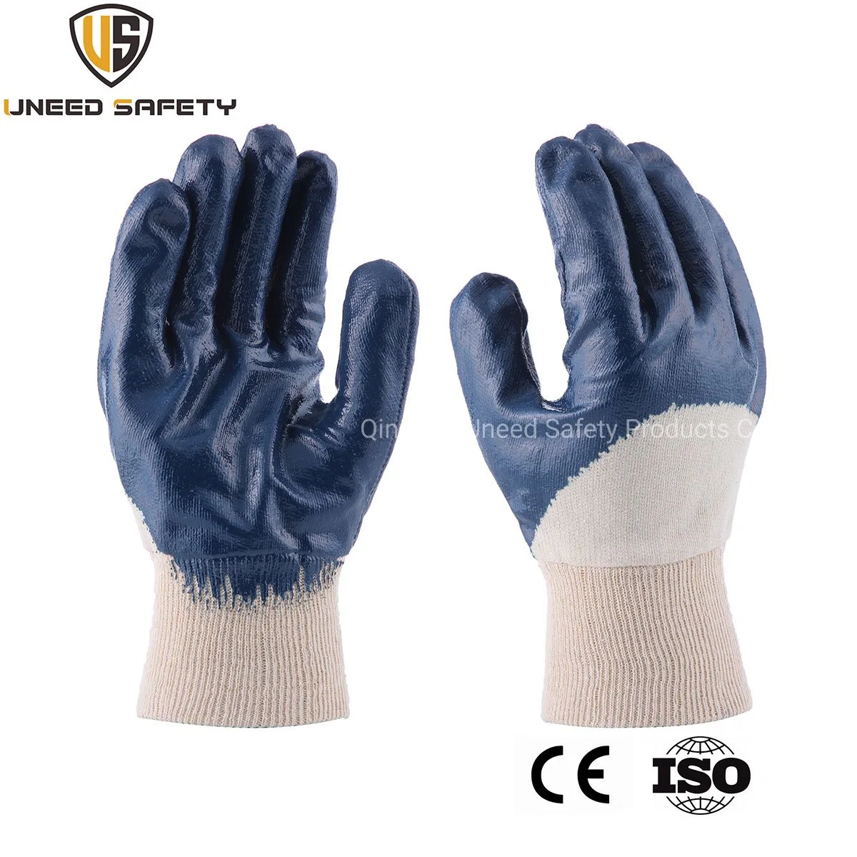 NBR Heavy Duty Jersey Cotton Safety Cuff Full Nitrile Coated Safety Work Gloves with CE