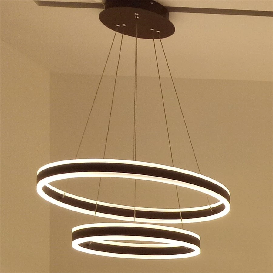 LED Chandelier Pendant Light 3/5 Rings Hanging Light for Lobby