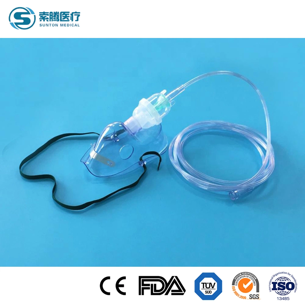 Adult/Pediatric/Infant Standard Disposable PVC Nebulizer/Oxygen Face Mask with Elastic Strap Adjustable Nose Clip Kit Set with Tubing CE/ISO