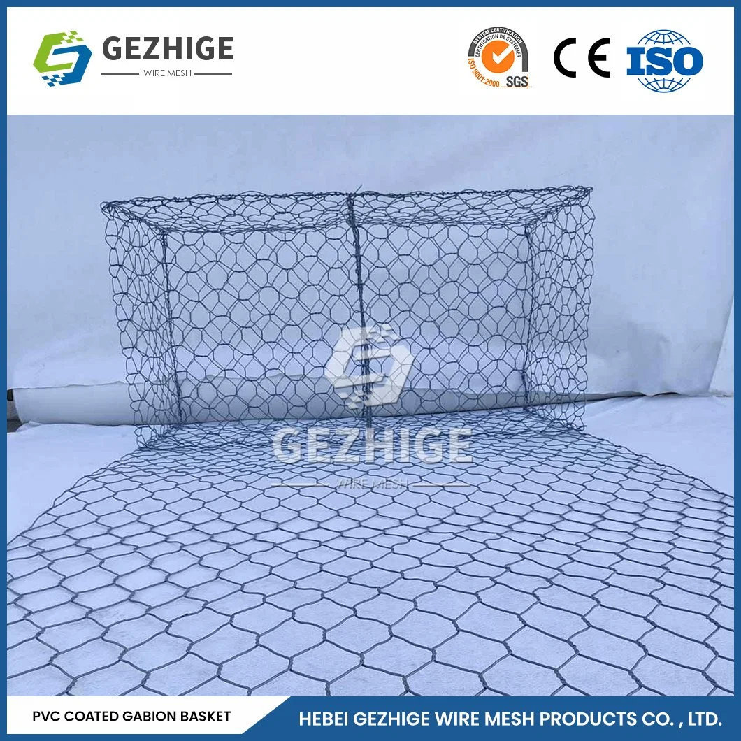 Gezhige 100X150 mm Building Gabions 3.0-4.0mm Selvedge Wire Thickness PVC Gabion Mesh Galvanized Gabion China 4.0*1.0*1.0 M Hexagonal Galvanized Gabion Box Net