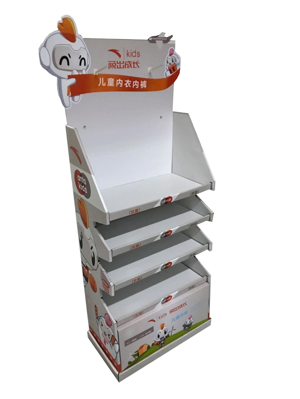 Custom Printing Clothes Retail 4 Shelf POS Cardboard Displays