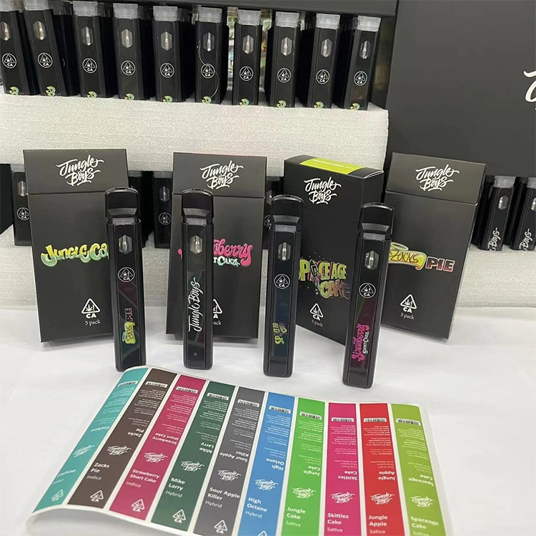 Custom 1ml 2 Gram Jungle Boys Cookie Slim leer 2ml Dicker Öl Einweg Pod Vapes Runtz laden 350 mAh Live Einweg-Vape Pen aus Harz für HHC DAB-Verpackung