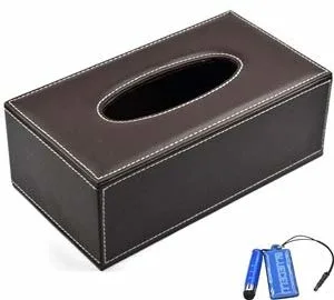 Brown PU Leather Tissue Box Storage Box for Home Office Car