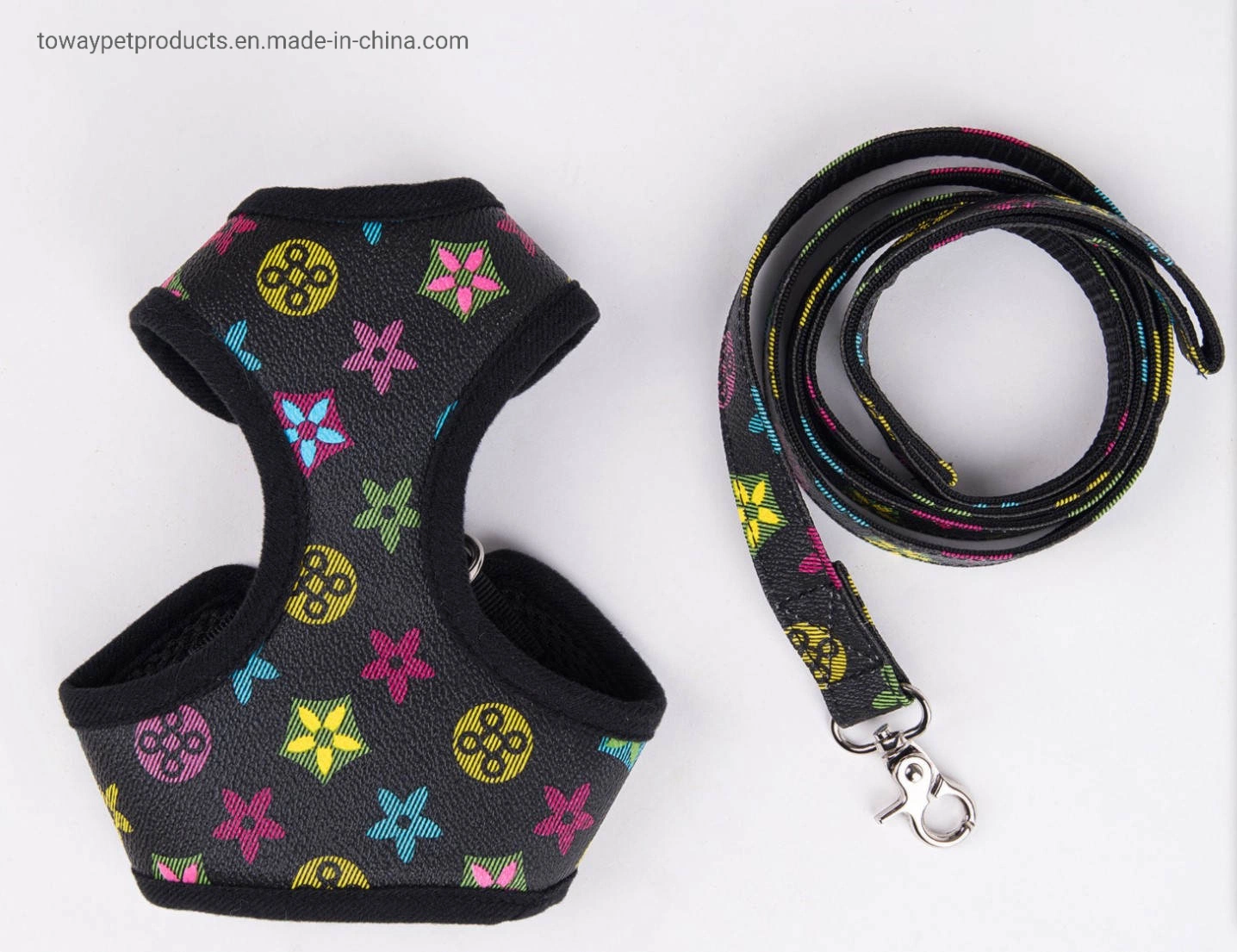 Design Printing Lead Knitting Dog Harness Collars with Leash