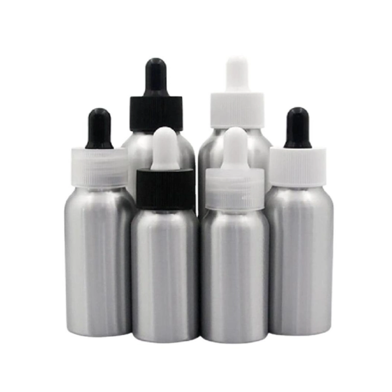 Flacon en aluminium vide de 10 ml, 15 ml et 30 ml pour e-liquide avec compte-gouttes.