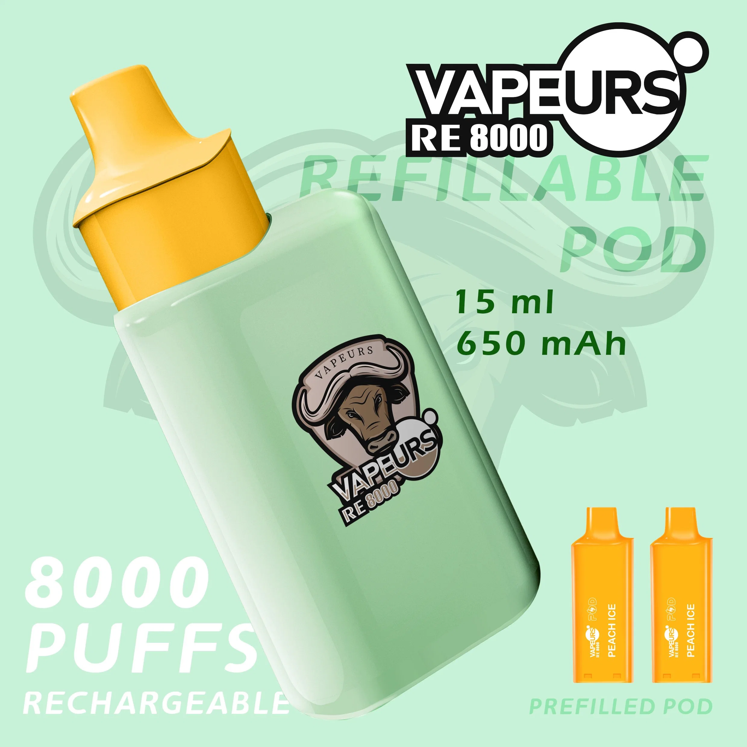 Shenzhen Vapeurs Boxiang Re8000 Ecigarette descartáveis Vape Pod 7500/8000 borlas para 3% a 5% de nicotina