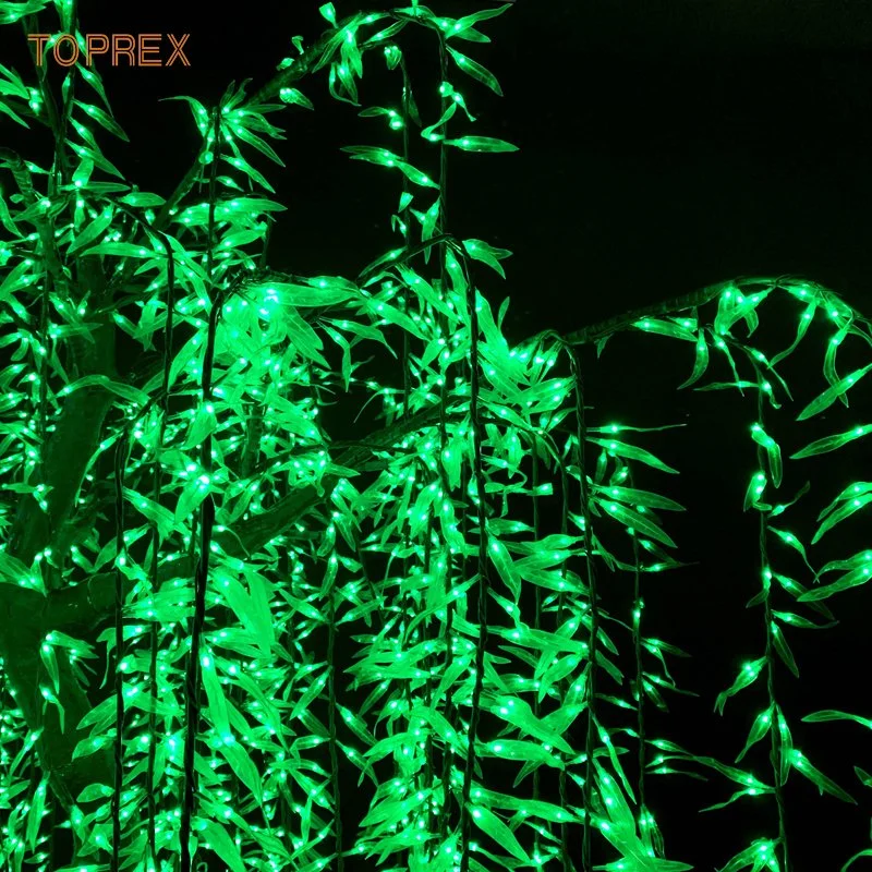 Lumières artificielles d'arbre de saule LED extérieur avec effet étoilé.