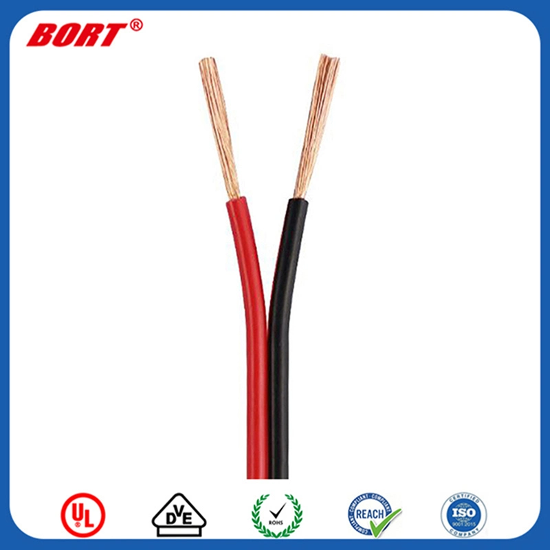Stranded UL 2468 PVC 2pin Red Black Flat Ribbon Wire Cable