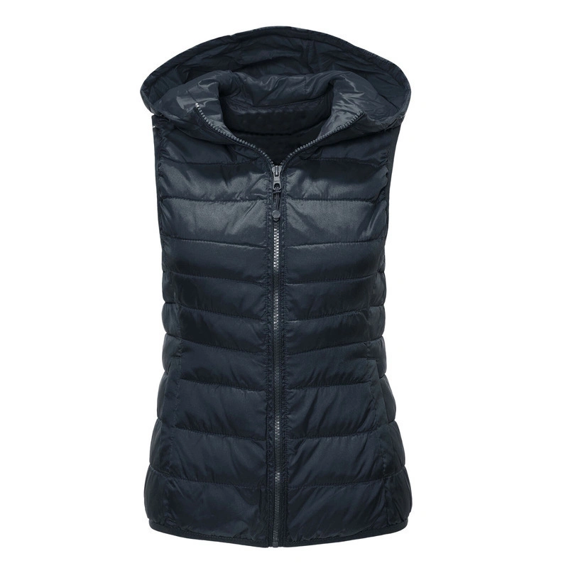 Mu Cross Border Women Warm Vest Hooded Cotton Jacket