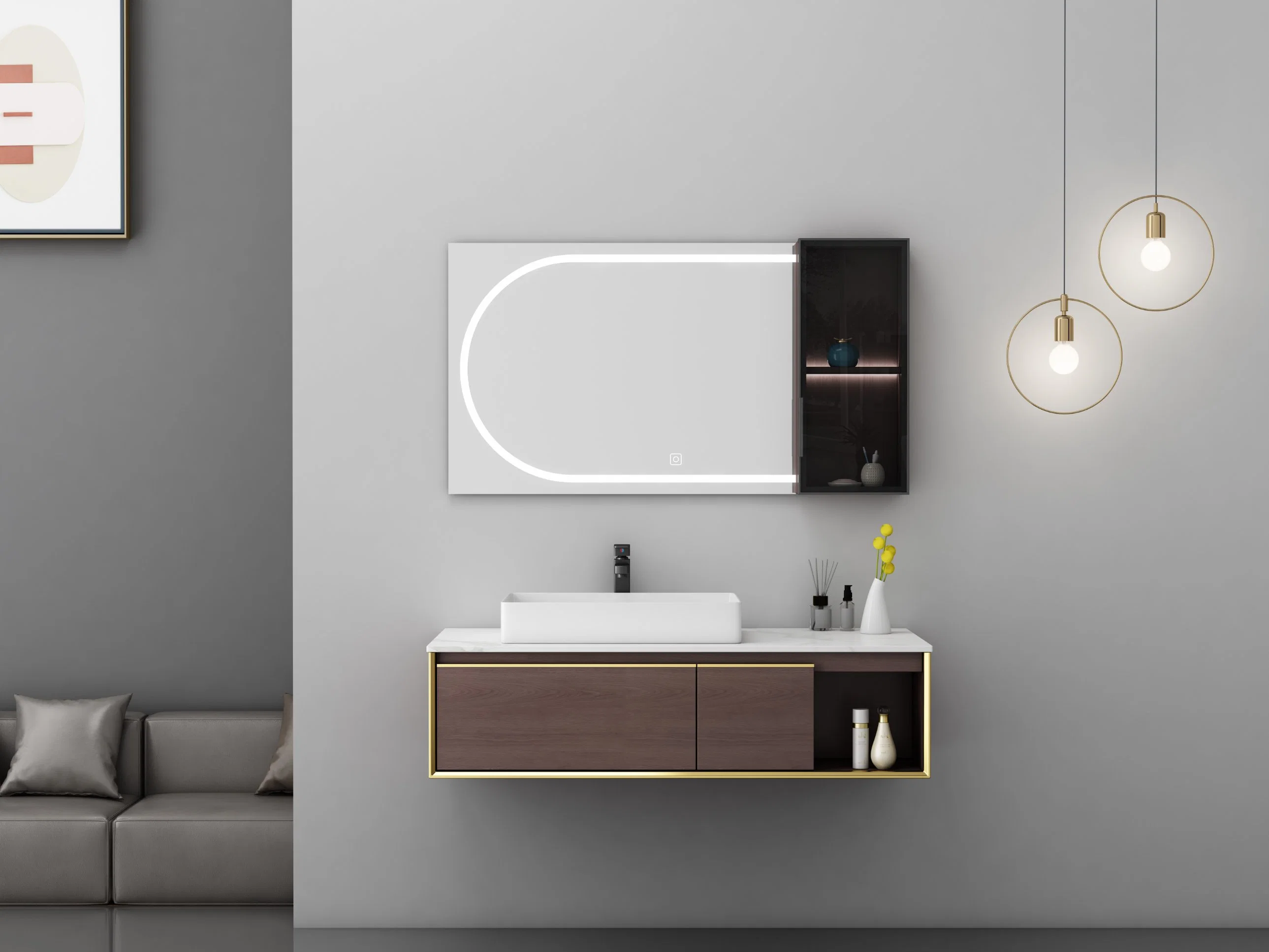 Ванная комната шкаф с зеркалом современной ванной комнате деревянный шкаф фанера ванной комнате (HZS602)
