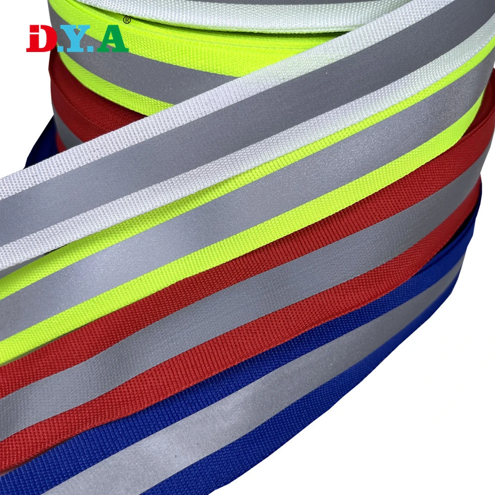 Whosale Low MOQ Multi Color Polyester Webbing with Reflective Tape for Tent Safety Garment